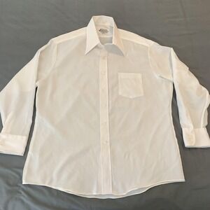 Vintage Kmart Dress Shirt Mens 16.5 32/33 White Permanent Press Polyester 70s